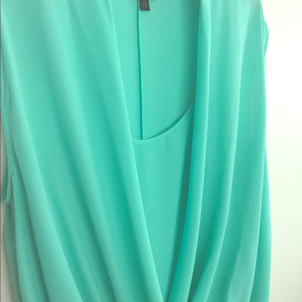 Flowy sleeveless faux-wrap top